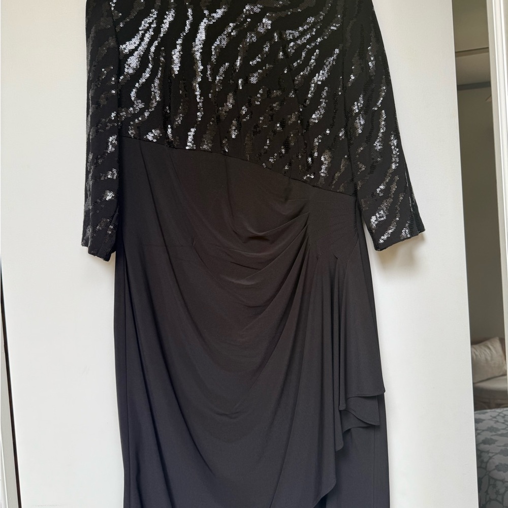 Alex Evenings Black Ruched Asymmetrical Gown
